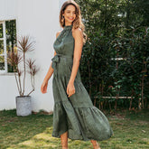 Lunea - Halter Neck Tiered Midi Dress